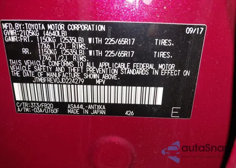 2018 Toyota Rav4 Le z USA, uszkodzony, nr VIN JTMBFREV0JD224279